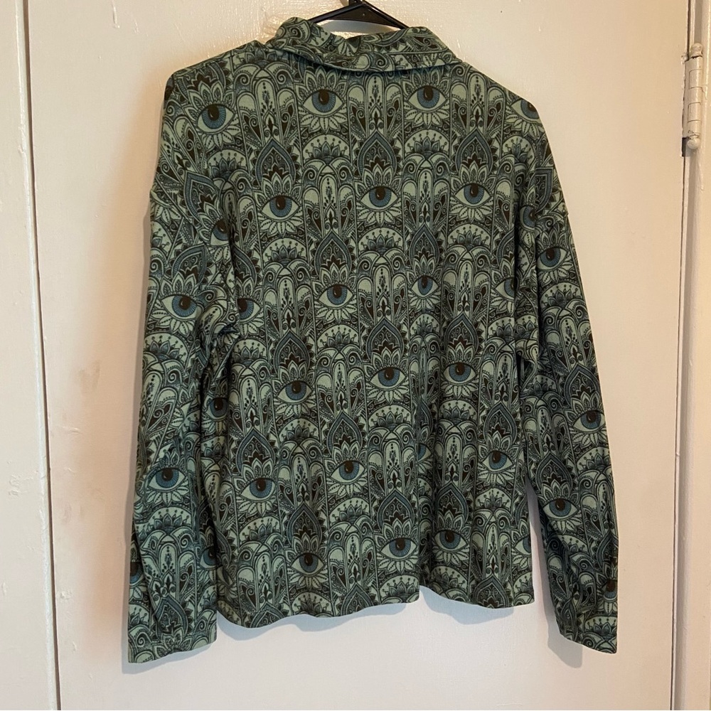 Earthbound Evil Eye Mandala Ribbed Soft Button-Up Shirt M Boho Festival - Picture 2 of 9